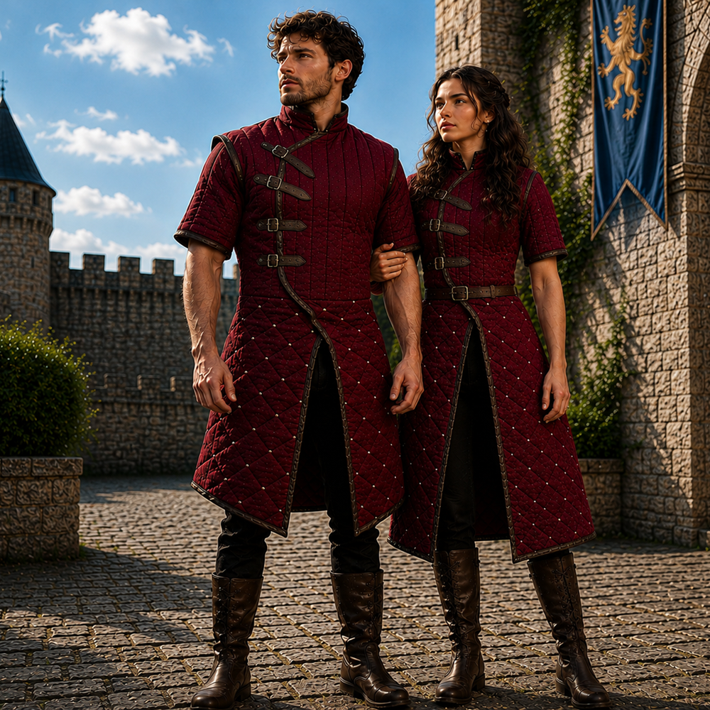 Medieval Half Sleeve Quilted Gambeson Coat