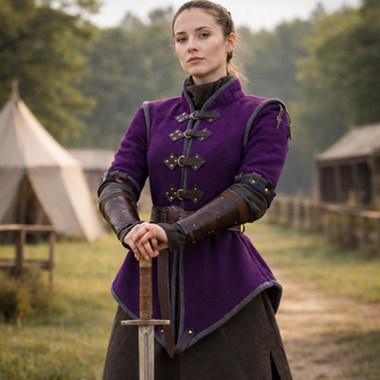 Medieval Gambeson Armor Jacket with Leather Trim – Viking LARP & Renaissance Reenactment Gear