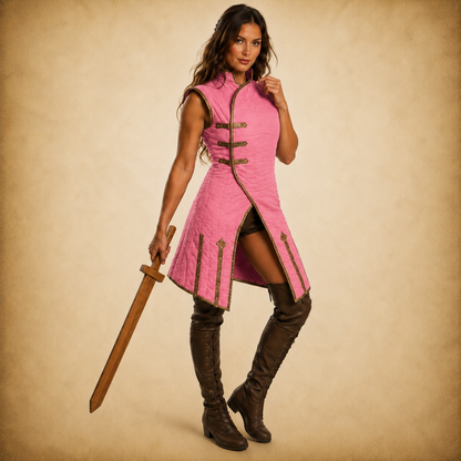 Women’s Medieval Pink Gambeson  – Quilted Viking Armor costumes
