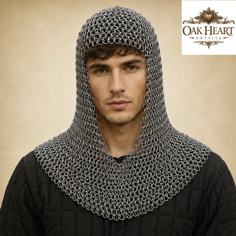 Medieval Chainmail Coif Hood – Butted Mail Armor for Costume