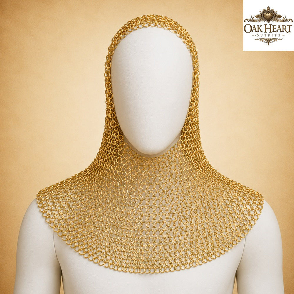 Brass Chainmail Coif Hood, Medieval Chainmail Armor, Renaissance