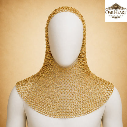 Brass Chainmail Coif Hood, Medieval Chainmail Armor, Renaissance