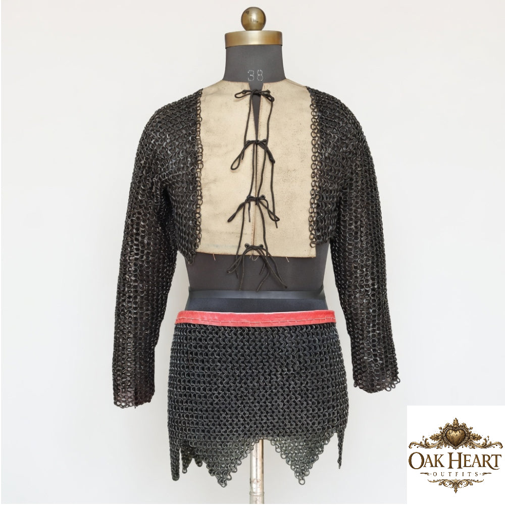 9mm Riveted Chainmail Voider Gambeson with Skirt | Medieval Armor Set for LARP, SCA & Reenactment