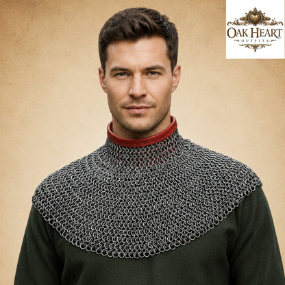 Medieval Chainmail Collar – Flat Riveted & Washer Gorget