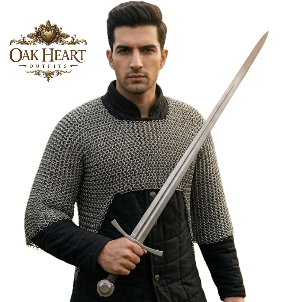 Mild Steel 9mm Flat Riveted Chainmail Voider, Medieval Half Body Armor, LARP & Reenactment Gear