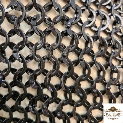 Medieval 9mm Riveted Chainmail Shirt – Mild Steel Armor with Brass Accents