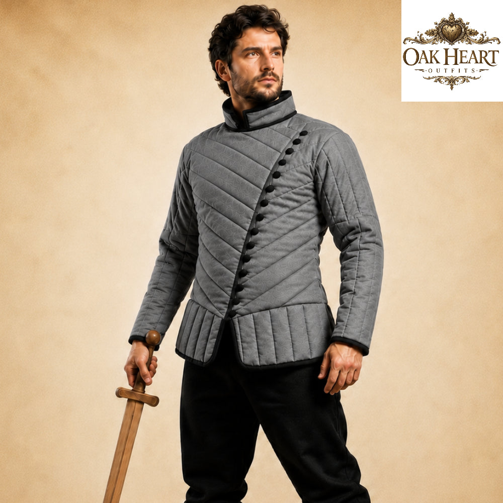 Medieval Asymmetrical Gambeson – Quilted Padded Armor Jacket for LARP