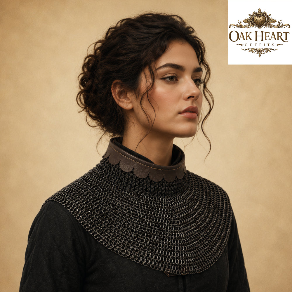 Medieval Chainmail Aventail Coif – 9MM Flat Ring Knight Neck Protection