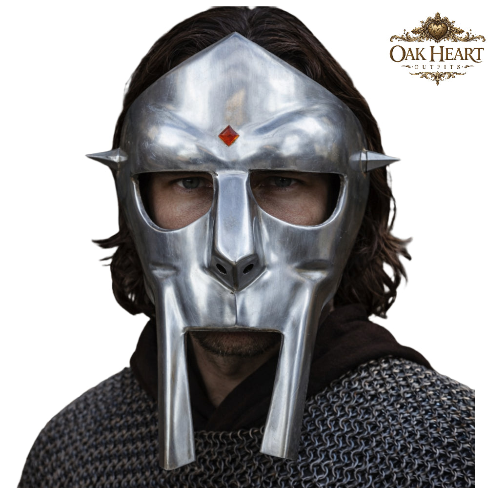 MF DOOM Mask Replica – Metal Rapper Mask, Hip Hop Cosplay Helmet