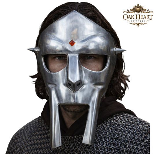 MF DOOM Mask Replica – Metal Rapper Mask, Hip Hop Cosplay Helmet
