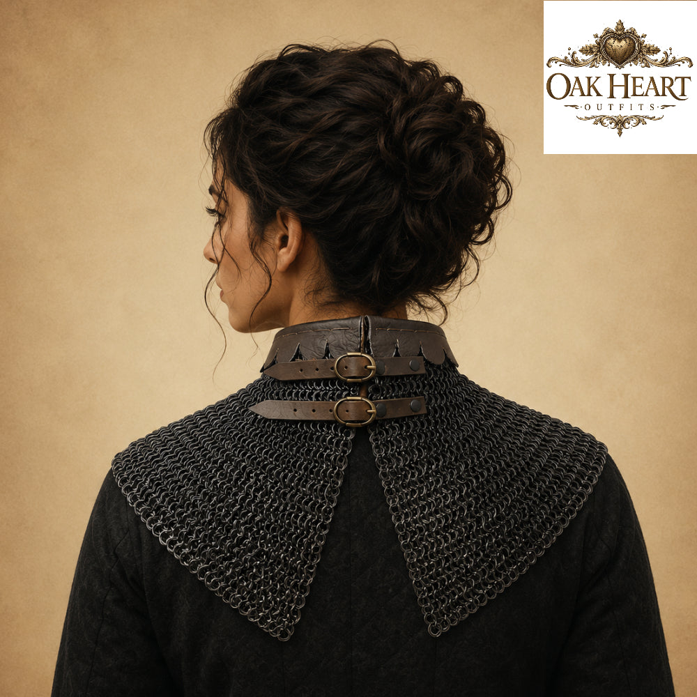 Medieval Chainmail Aventail Coif – 9MM Flat Ring Knight Neck Protection