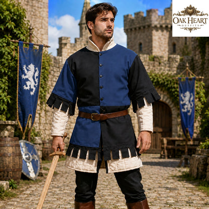 Medieval Cotton Gambeson Yellow Black | Quilted Padded Armor Jacket