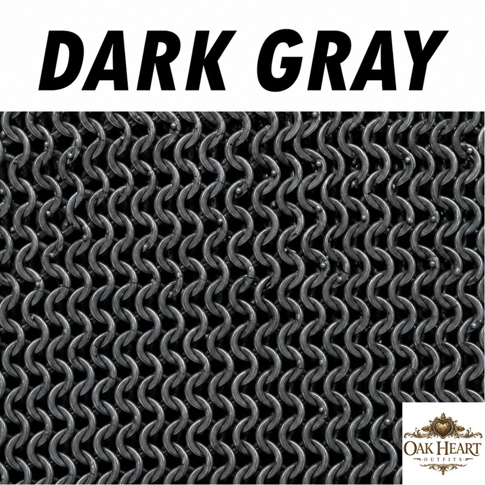Medieval Dark Gray Aluminum Chainmail Hauberk – 9MM Flat Ring Halloween Costume