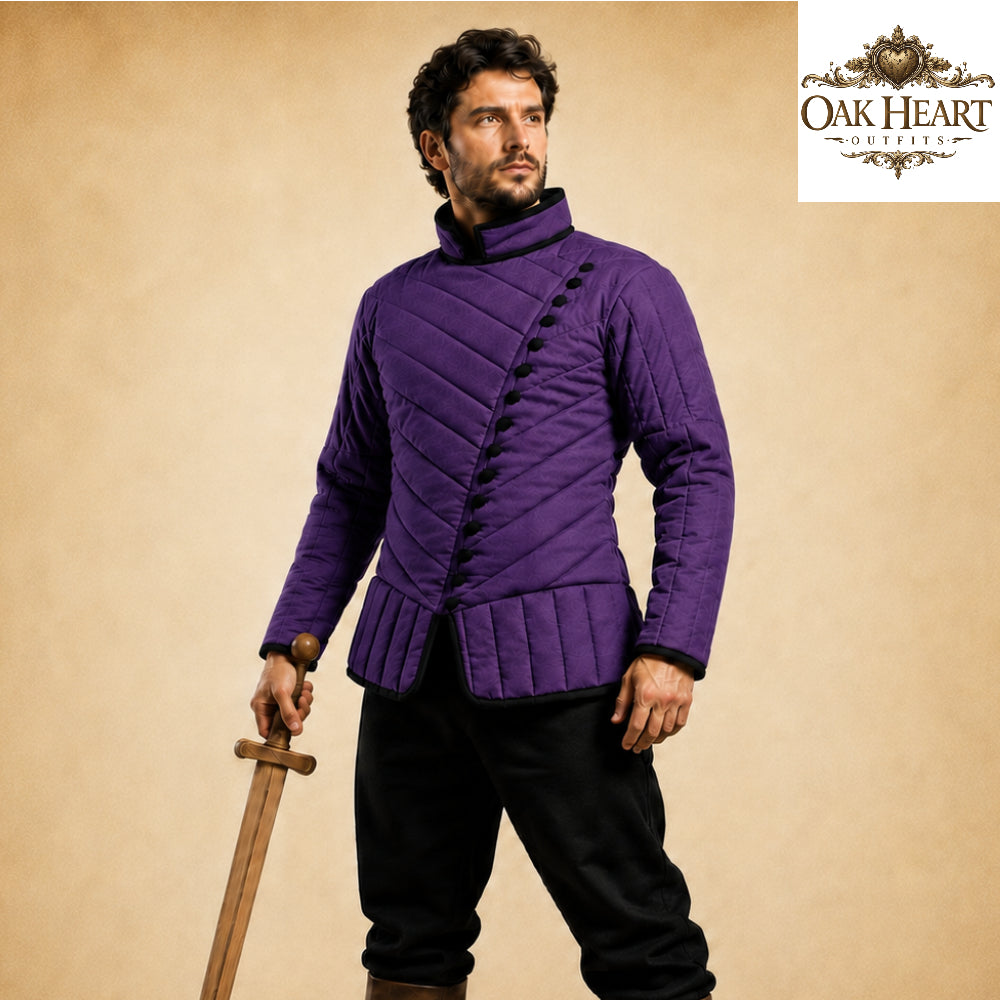 Medieval Asymmetrical Gambeson – Quilted Padded Armor Jacket for LARP