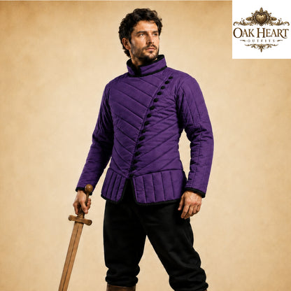 Medieval Asymmetrical Gambeson – Quilted Padded Armor Jacket for LARP