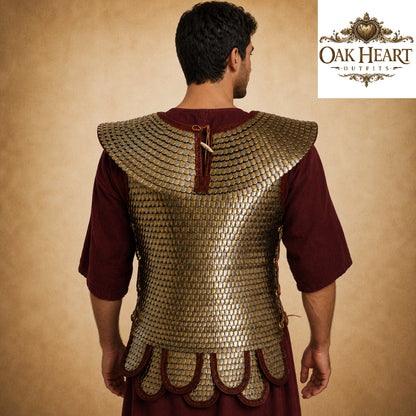 Roman Lorica Squamata Brass Scale Armor (15x25 mm) | Historical Reenactment Costume with Pteruges