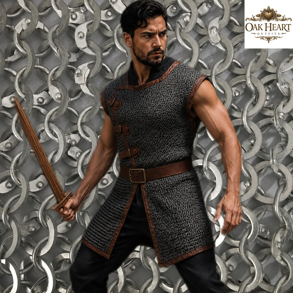 Medieval Sleeveless Chainmail Hauberk – 9MM Round Ring Riveted Aluminium Armor