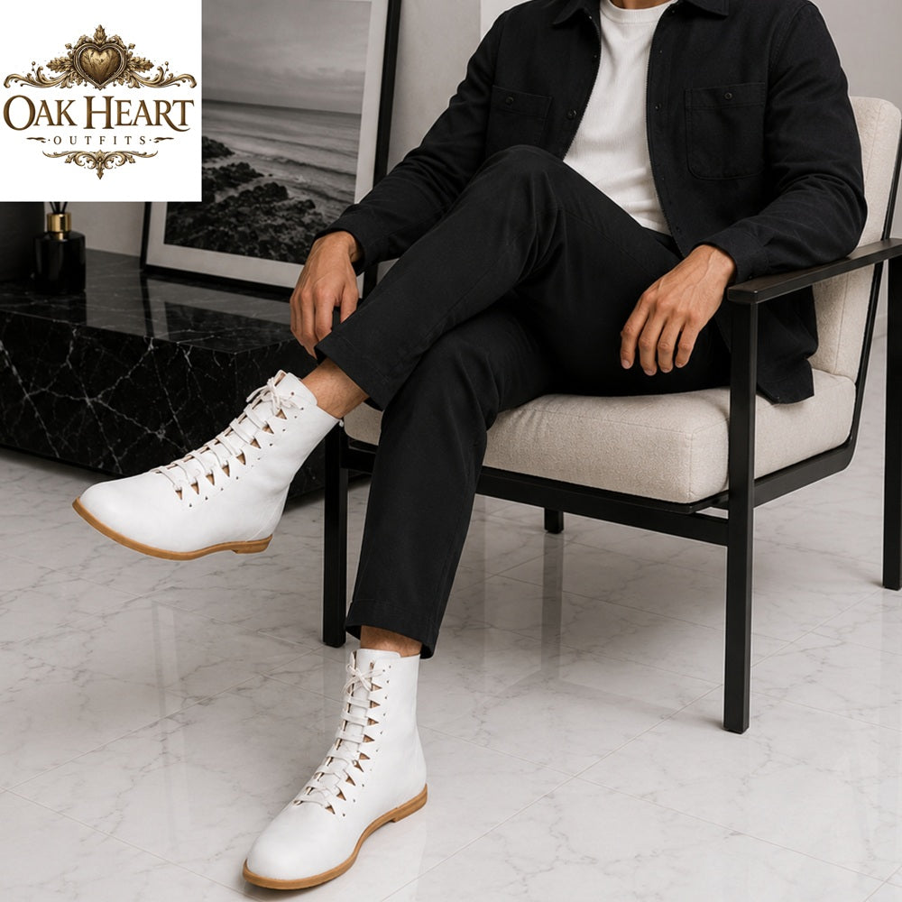 Medieval Leather Lace-Up Boots – Handmade Renaissance &amp; Viking Footwear