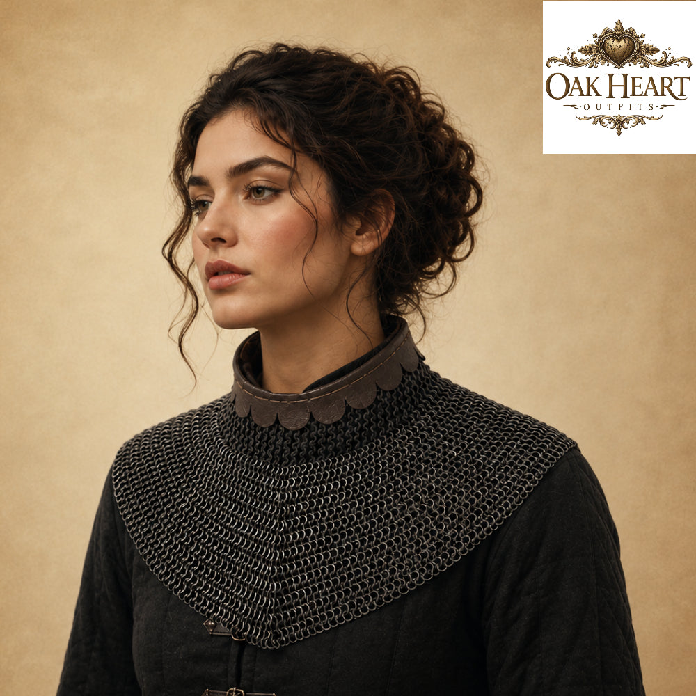 Medieval Chainmail Aventail Coif – 9MM Flat Ring Knight Neck Protection