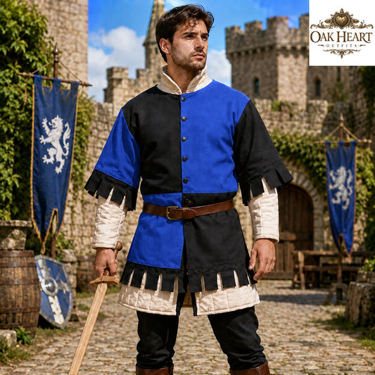 Medieval Cotton Gambeson Yellow Black | Quilted Padded Armor Jacket