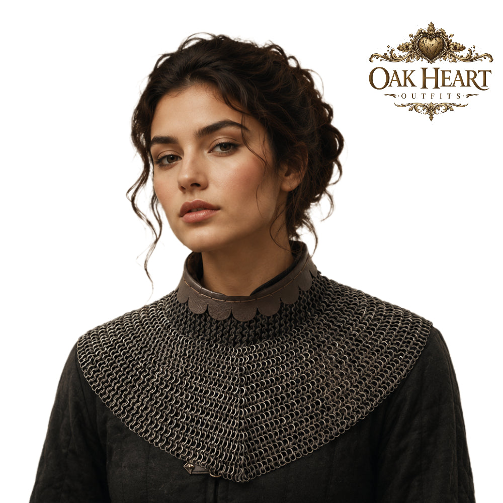 Medieval Chainmail Aventail Coif – 9MM Flat Ring Knight Neck Protection
