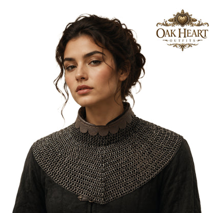 Medieval Chainmail Aventail Coif – 9MM Flat Ring Knight Neck Protection