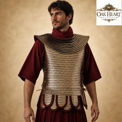 Roman Lorica Squamata Brass Scale Armor (15x25 mm) | Historical Reenactment Costume with Pteruges