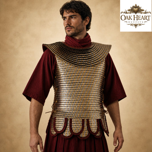 Roman Lorica Squamata Brass Scale Armor (15x25 mm) | Historical Reenactment Costume with Pteruges
