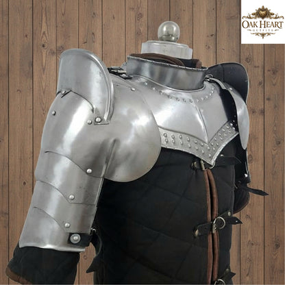 Medieval Steel Pauldrons with Gorget – Knight Shoulder Armor