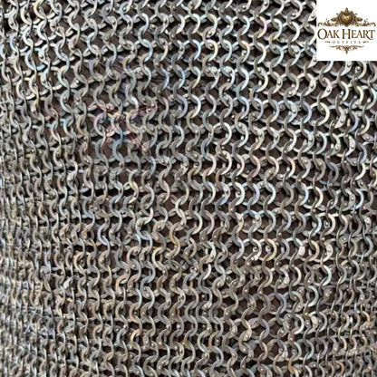 Titanium Chainmail Hauberk – 9mm Flat Ring Dome Riveted Shirt, Lightweight Medieval Armor for LARP & SCA