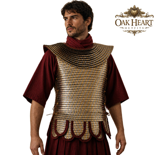 Roman Lorica Squamata Brass Scale Armor (15x25 mm) | Historical Reenactment Costume with Pteruges