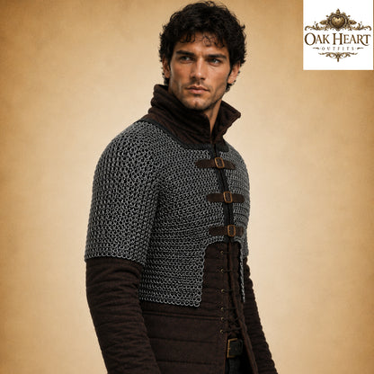 Knight Chainmail Hauberk – 9MM Flat Riveted & Solid Rings Medieval Armor for LARP, Cosplay & Ren Faire