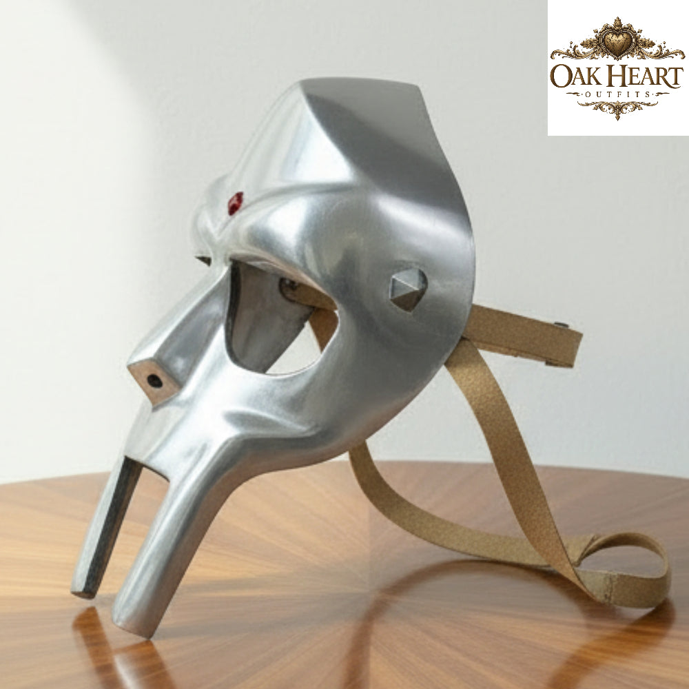 MF DOOM Mask Replica – Metal Rapper Mask, Hip Hop Cosplay Helmet