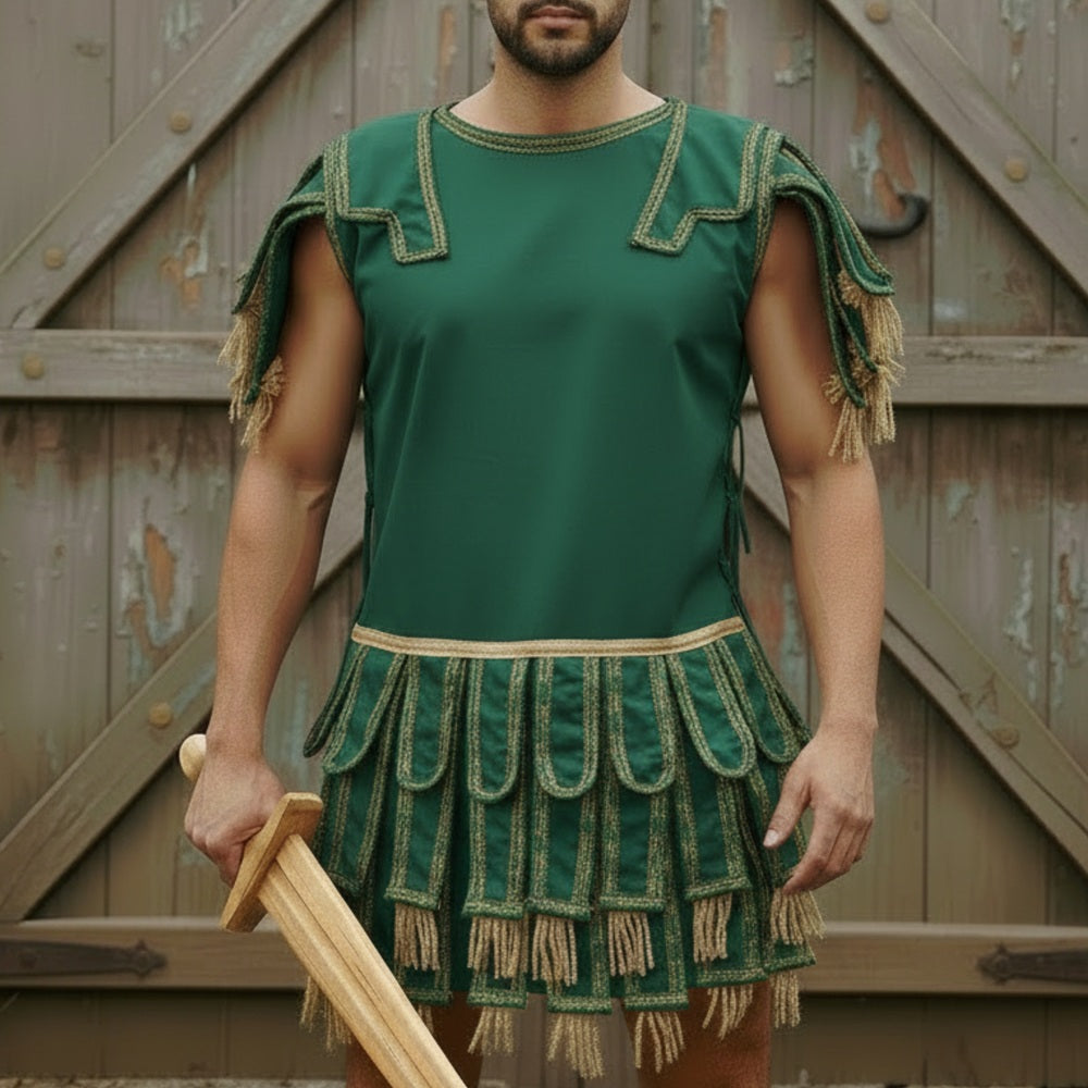 Roman Subarmalis – White Gold Gladiator Tunic, Roman Warrior Costume,
