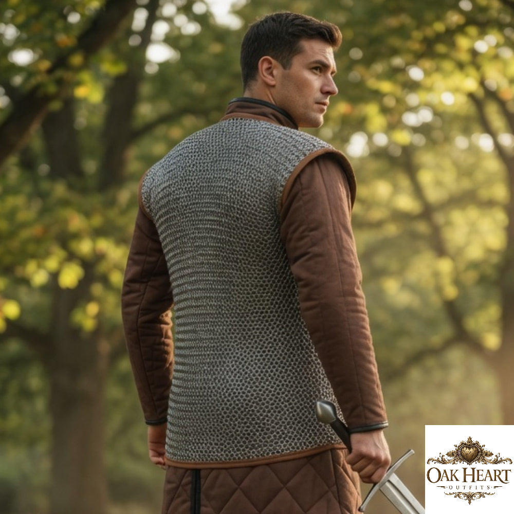 Sleeveless Aluminum Chainmail Shirt – 10mm Flat Riveted Armor with Leather Trim