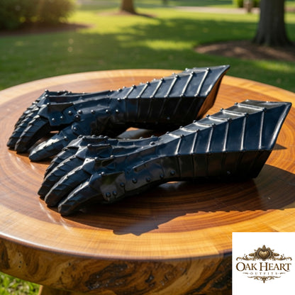 Medieval Black Steel Gauntlets – Nazgul Armor Gloves, Crusader LARP, Halloween Costume