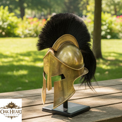 King Leonidas Spartan Helmet – Medieval Roman 300 Movie Replica, Wooden Stand