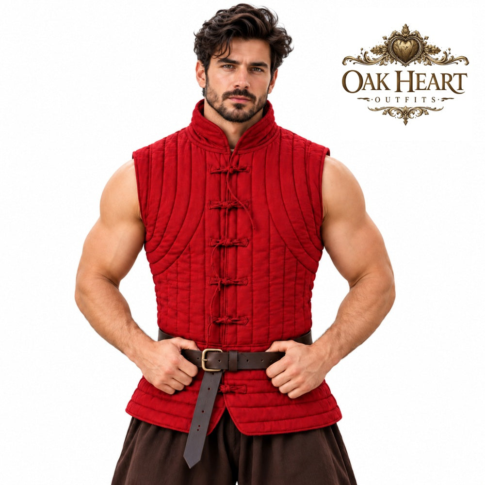 Medieval Padded Vest, Sleeveless Quilted Gambeson Armor, SCA Fighter Gear,