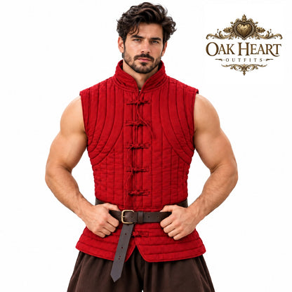 Medieval Padded Vest, Sleeveless Quilted Gambeson Armor, SCA Fighter Gear,