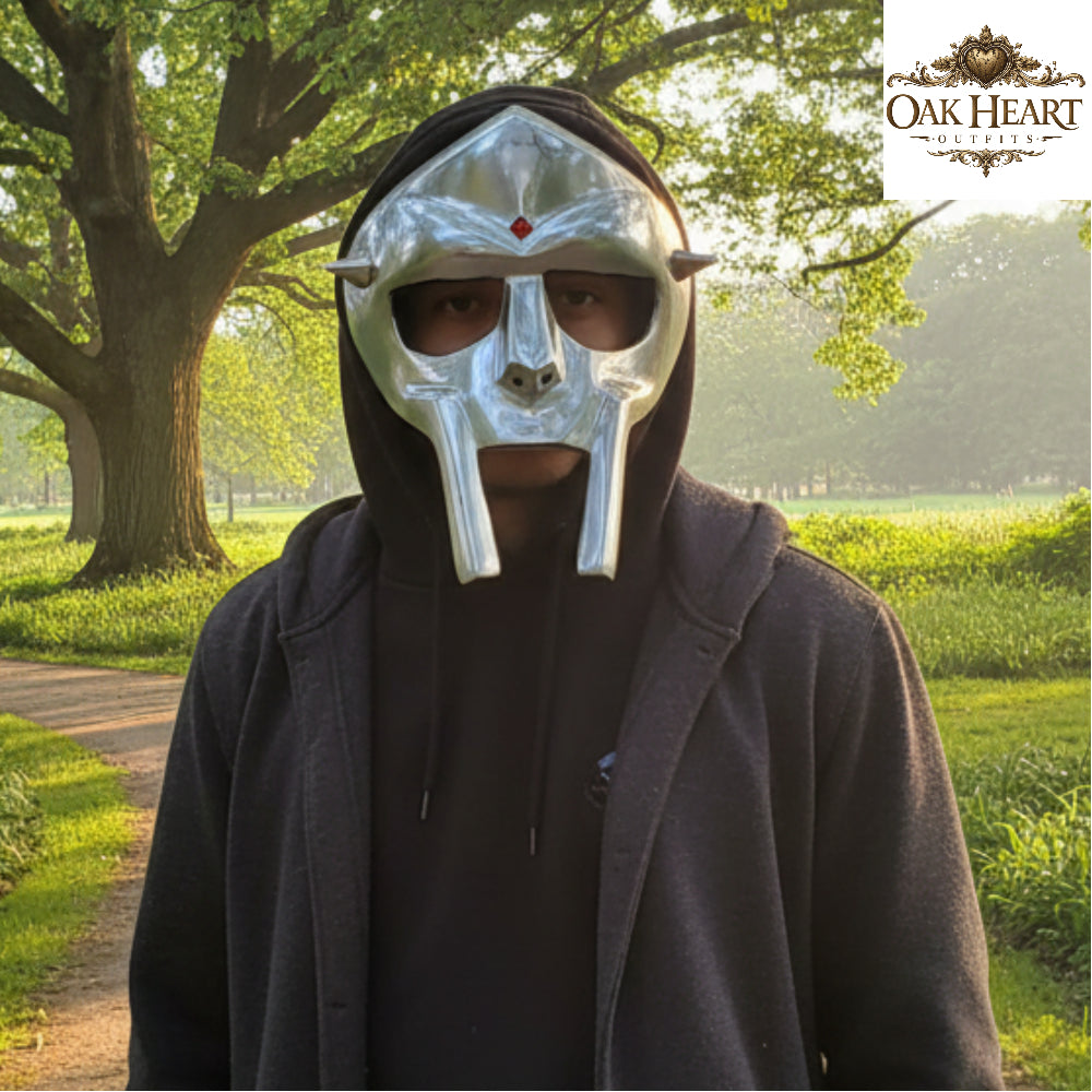 MF DOOM Mask Replica – Metal Rapper Mask, Hip Hop Cosplay Helmet