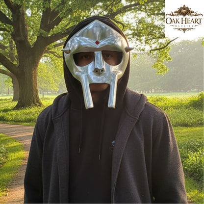 MF DOOM Mask Replica – Metal Rapper Mask, Hip Hop Cosplay Helmet