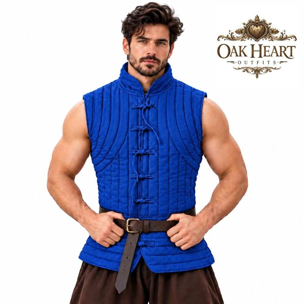 Medieval Padded Vest, Sleeveless Quilted Gambeson Armor, SCA Fighter Gear,
