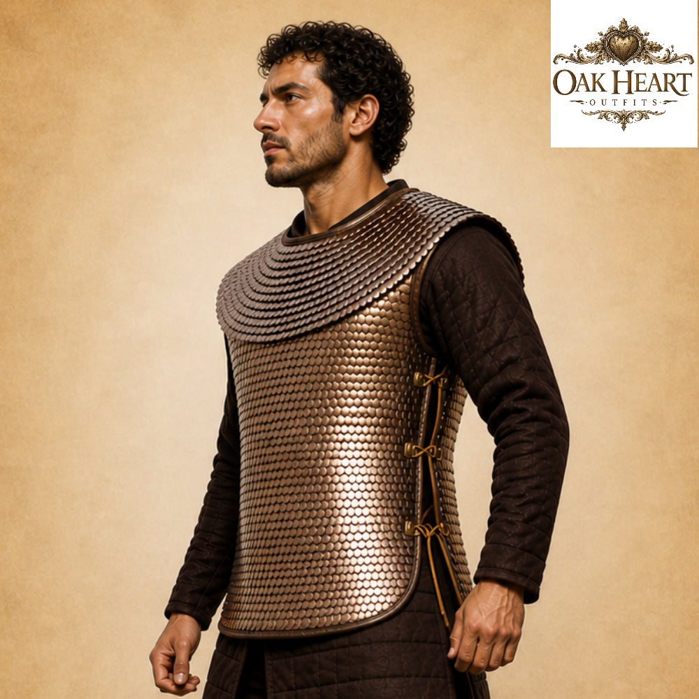 Handmade Roman Lorica Squamata Armor – Brass Scale Centurion Costume for Reenactment & LARP