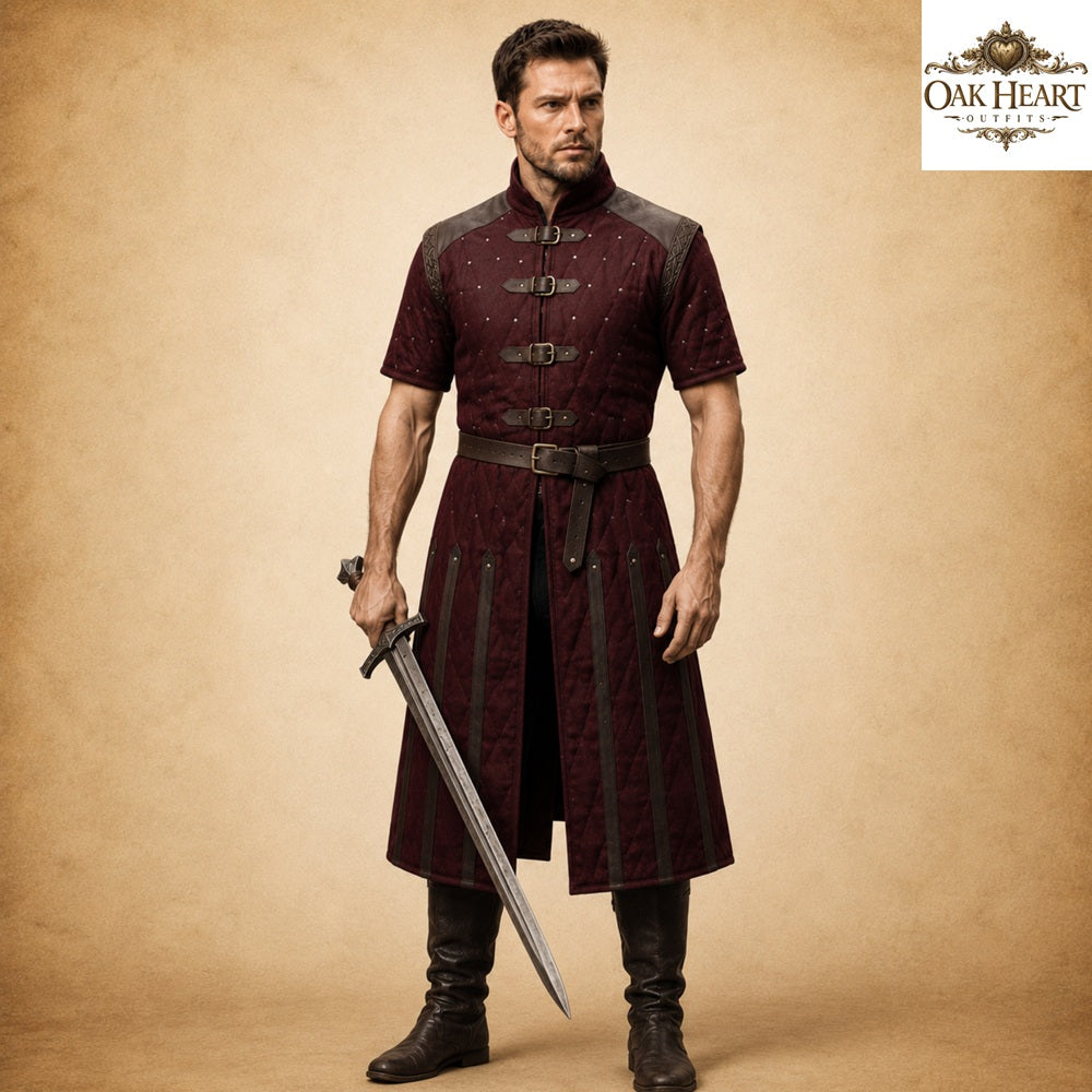 Half Sleeve Medieval Gambeson – Quilted Arming Coat for LARP, SCA & Ren Faire