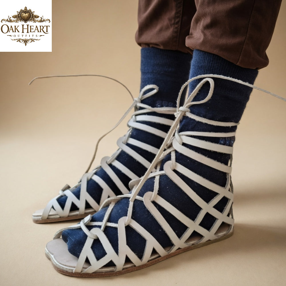 Handcrafted Roman Caligae Sandals – Medieval Greek Leather Warrior Footwear