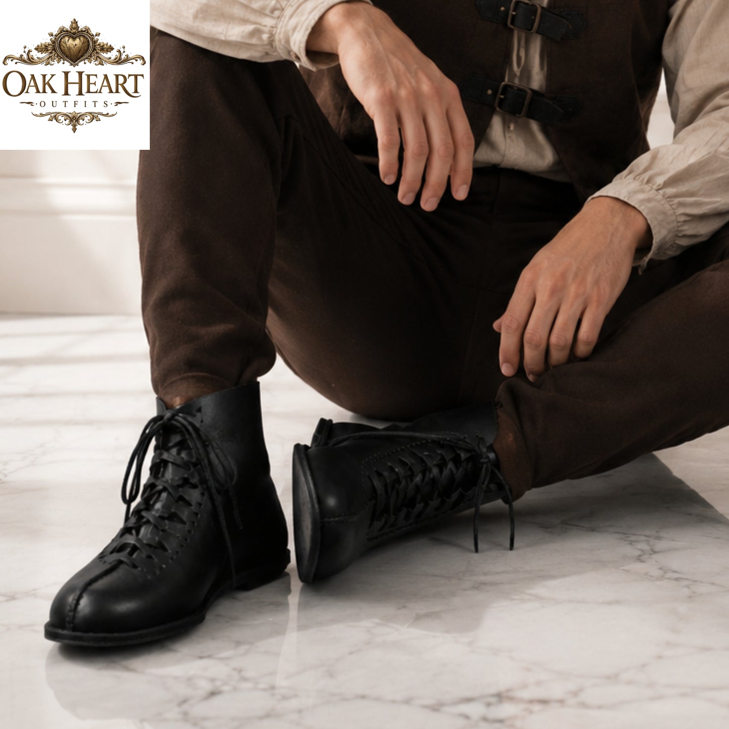 Vindolanda Boots Handmade Leather Viking Shoes, Medieval Ankle Boots for LARP, SCA, Roman Reenactment & Ren Faire