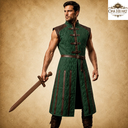 Sleeveless Medieval Gambeson Tunic, Ren Faire Costume, SCA Armor Padding, LARP