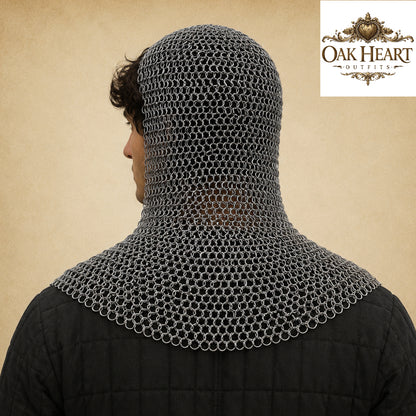 Medieval Chainmail Coif Hood – Butted Mail Armor for Costume