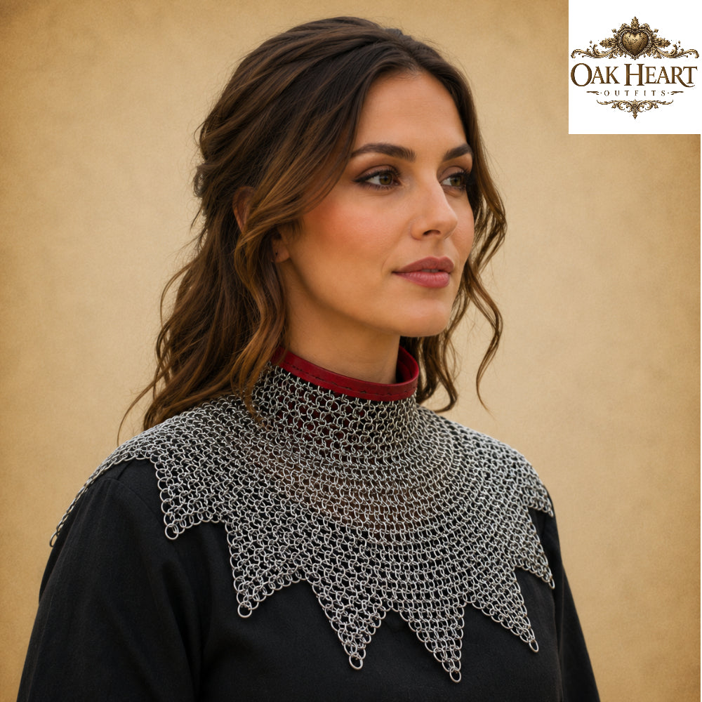 Medieval Chainmail Collar – Handmade Flat Riveted Mail with Solid Washers