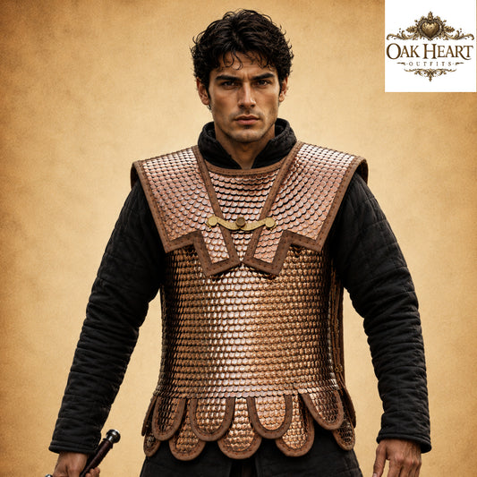 Medieval Brass Lorica Squamata Scale Armor – Roman Warrior Costume with Pteruges